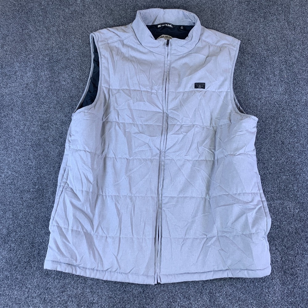 Travis Mathew Interlude Puffer Pebble Beach Golf Links Vest Men XL Gray Full Zip